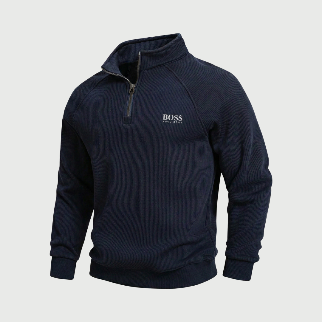 HB™ Fleece-Lined Ribbed Half-Zip Sweater