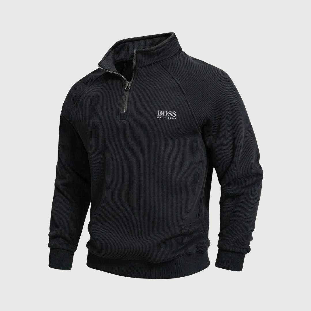HB™ Fleece-Lined Ribbed Half-Zip Sweater