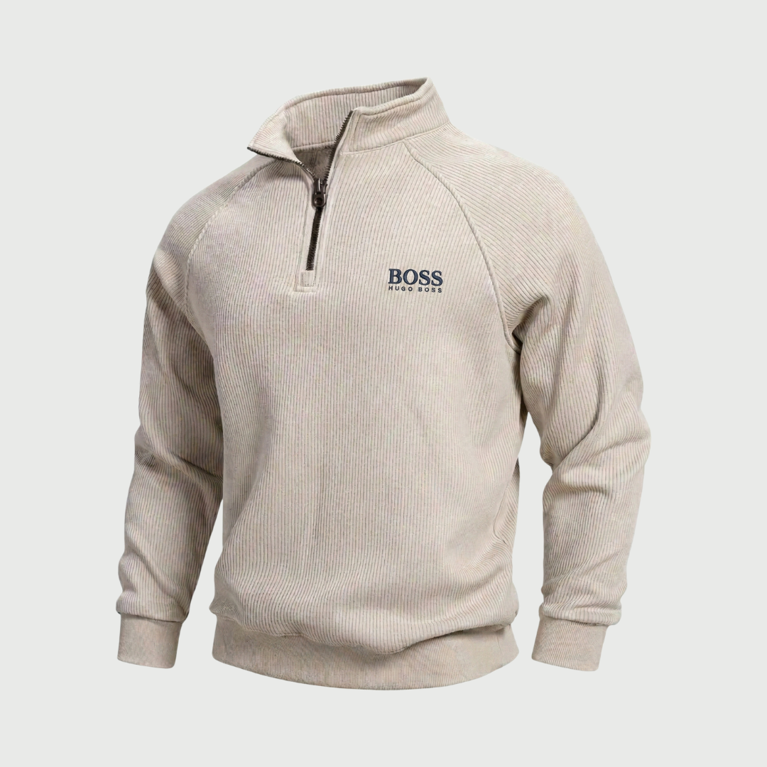 HB™ Fleece-Lined Ribbed Half-Zip Sweater