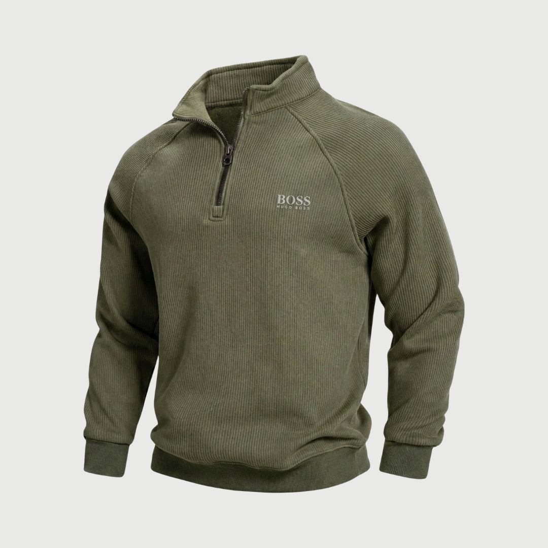 HB™ Fleece-Lined Ribbed Half-Zip Sweater