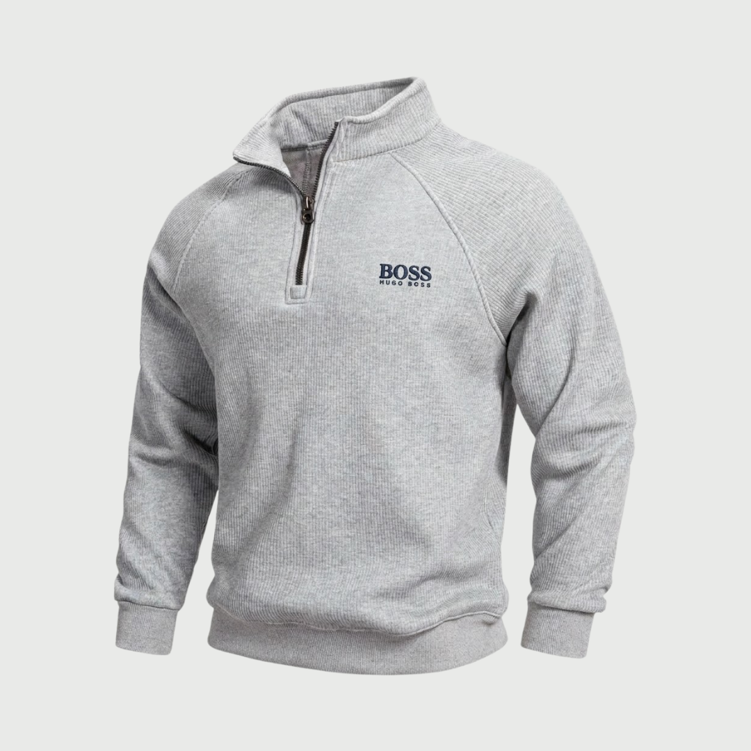 HB™ Fleece-Lined Ribbed Half-Zip Sweater