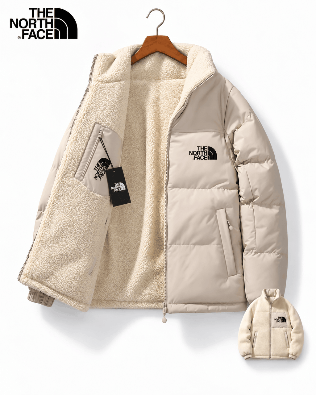TNF® Vändbar Vinterjacka med Varmt Fleecefoder